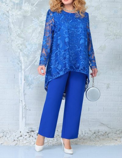 Σετ 2 τεμαχίων σε μεγάλο μέγεθος Γυναικεία ρούχα Αφρικανική Dashiki Ankara Δαντελένια ρούχα 2023 Ανοιξιάτικα μπλουζάκια παντελόνια παντελόνια κοστούμια