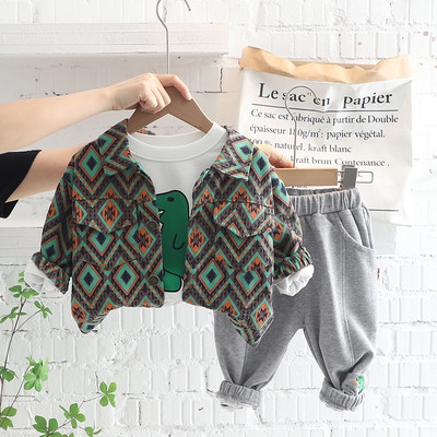 Βρεφική αθλητική φόρμα Παιδικά σετ ρούχων για αγόρια Παλτό Μπλουζάκι Παντελόνι 3 τεμαχίων Κοστούμι κινουμένων σχεδίων Dinosaur Βρεφικά ρούχα Παιδικά ρούχα