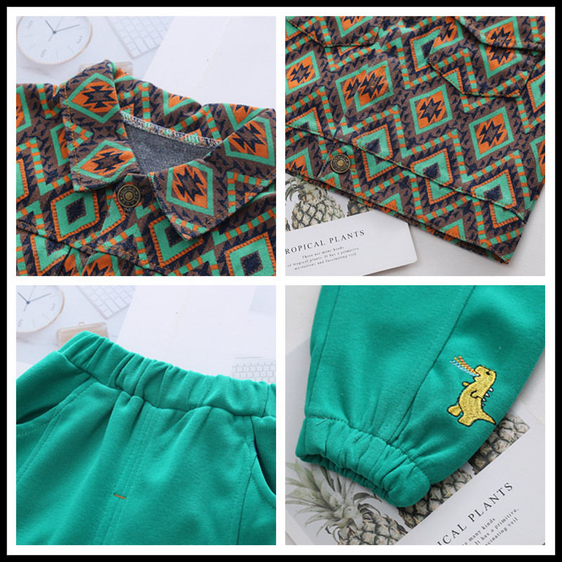 Βρεφική αθλητική φόρμα Παιδικά σετ ρούχων για αγόρια Παλτό Μπλουζάκι Παντελόνι 3 τεμαχίων Κοστούμι κινουμένων σχεδίων Dinosaur Βρεφικά ρούχα Παιδικά ρούχα