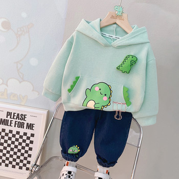 Φθινοπωρινά βρεφικά ρούχα Ρούχα για μωρά αγόρια κορίτσια Σετ ρούχων Παιδικά κινούμενα σχέδια Φούτερ με κουκούλα δεινόσαυρος Τζιν Παιδικά αθλητικά ρούχα