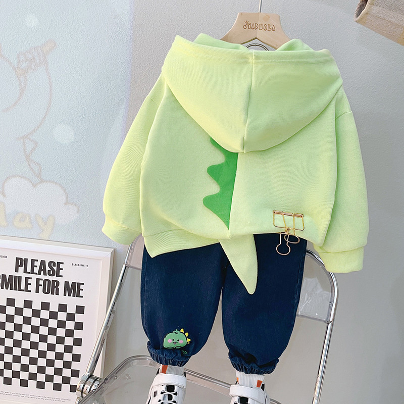 Rudeniniai drabužiai kūdikiams Apranga kūdikiams berniukams mergaičių drabužių rinkiniai vaikams Animaciniai filmai Dinozauras megztinis su gobtuvu Džinsai Vaikų sportinė apranga