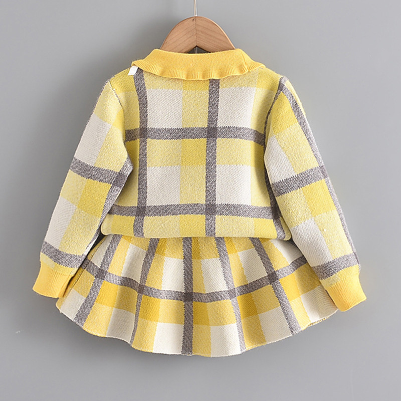 Bear Leader Talvine Beebi Tüdrukute Kootud Kleit Soe Sügisene Väikelapse Tüdrukutele Voldis varrukatega Kampsun Kleit Riietus Komplektid Pitskleidid