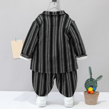 Комплекти дрехи за бебета и момчета Пролетни тоалети за бебета 2022 г. Детски дрехи Палта с райе за новородени Тениска Панталони Детски костюм от 3 части