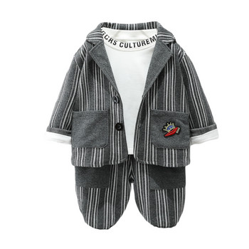 Βρεφικά σετ ρούχων για αγόρια 2022 Βρεφικά ρούχα για την άνοιξη Παιδικά ρούχα Νεογέννητα ριγέ παλτό T πουκάμισο Παντελόνι Παιδικό κοστούμι 3 τεμαχίων