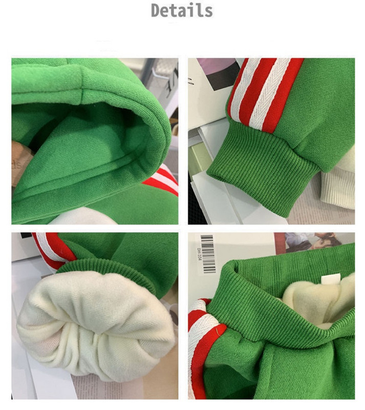 Talvine beebi ja tüdrukute kapuutsiga kontrastne triibuline multikas fliisvoodriga kampsun + dressipükste komplekt, laste dressid, lasteriietus 1-10 a.