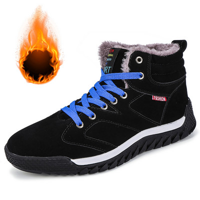 Super Warm Winter ανδρικές μπότες Γούνα Plus μέγεθος 39-46 Snow Boots Ανδρικά Μόδα Color Blocking Ankle Boots Χειμερινά παπούτσια για άντρες
