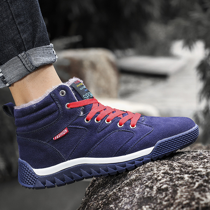 Super Warm Winter ανδρικές μπότες Γούνα Plus μέγεθος 39-46 Snow Boots Ανδρικά Μόδα Color Blocking Ankle Boots Χειμερινά παπούτσια για άντρες