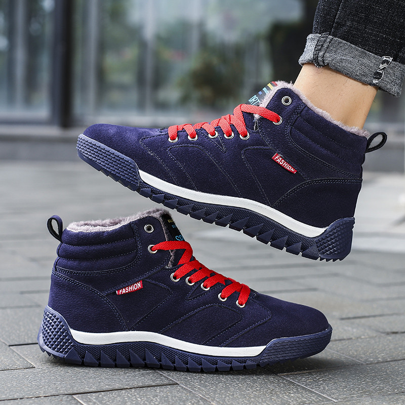 Super Warm Winter ανδρικές μπότες Γούνα Plus μέγεθος 39-46 Snow Boots Ανδρικά Μόδα Color Blocking Ankle Boots Χειμερινά παπούτσια για άντρες