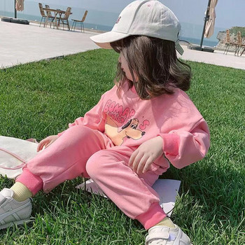 Σετ ρούχων για βρέφη 2 τμχ Ανοιξιάτικο φθινόπωρο με κινούμενα σχέδια για νήπιο κορίτσι Σετ παιδικές φόρμες παιδικές γλυκές ροζ φόρμες με κουκούλα και παντελόνι