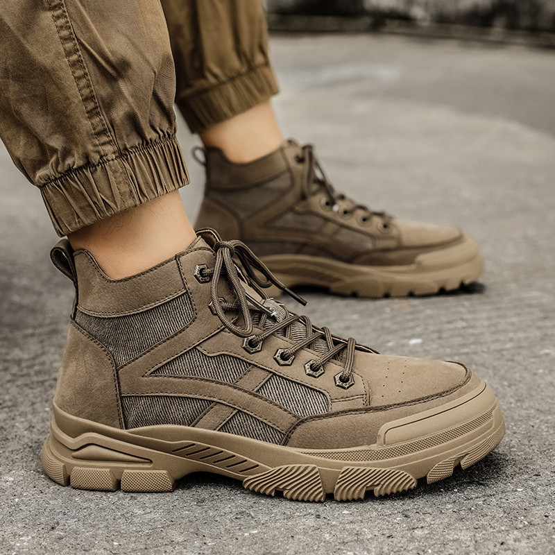 Meeste nahksaapad 2023 Talve platvormiga poolsaapad, lühikesed nööriga moodsad New Borwn vabaajajalatsid meestele töötavatele Botase suurtele suurustele