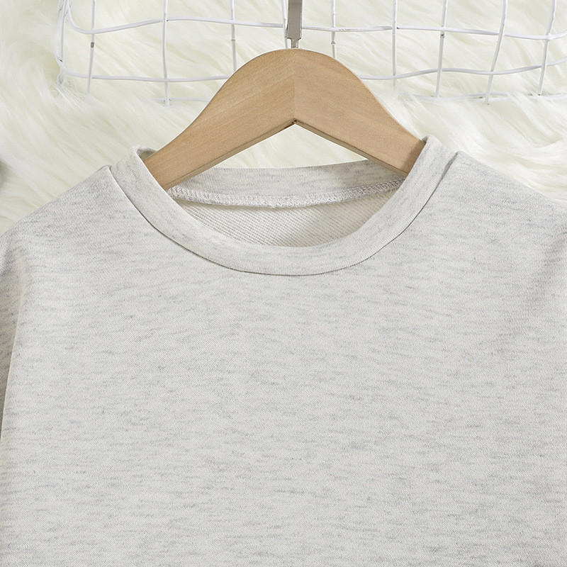 2023 uus rõivakomplekt tüdrukutele pikkade varrukatega O kaelusega hallid püksid armsad 2 tk komplektid vabaaja tüdrukute rõivakomplektid 8-12T