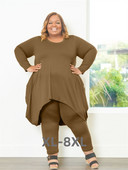 Plus Size Two Piece Outfits Γυναικείες casual τσέπες Loose top κολάν Σετ φόρμα στιβαρής ελαστικότητας 3xl 4xl 5xl 6xl