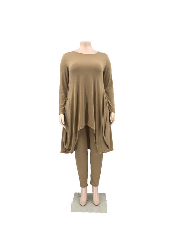 Plus Size Two Piece Outfits Γυναικείες casual τσέπες Loose top κολάν Σετ φόρμα στιβαρής ελαστικότητας 3xl 4xl 5xl 6xl