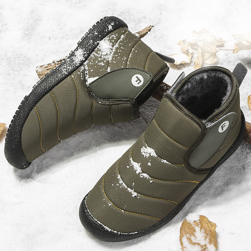 Νέα ανδρικά βαμβακερά παπούτσια Αδιάβροχα χειμωνιάτικα μπότες ελαφριές μπότες χιονιού ζεστά γούνινα ανδρικά παπούτσια Unisex μποτάκια αστραγάλου Slip on casual παπούτσια