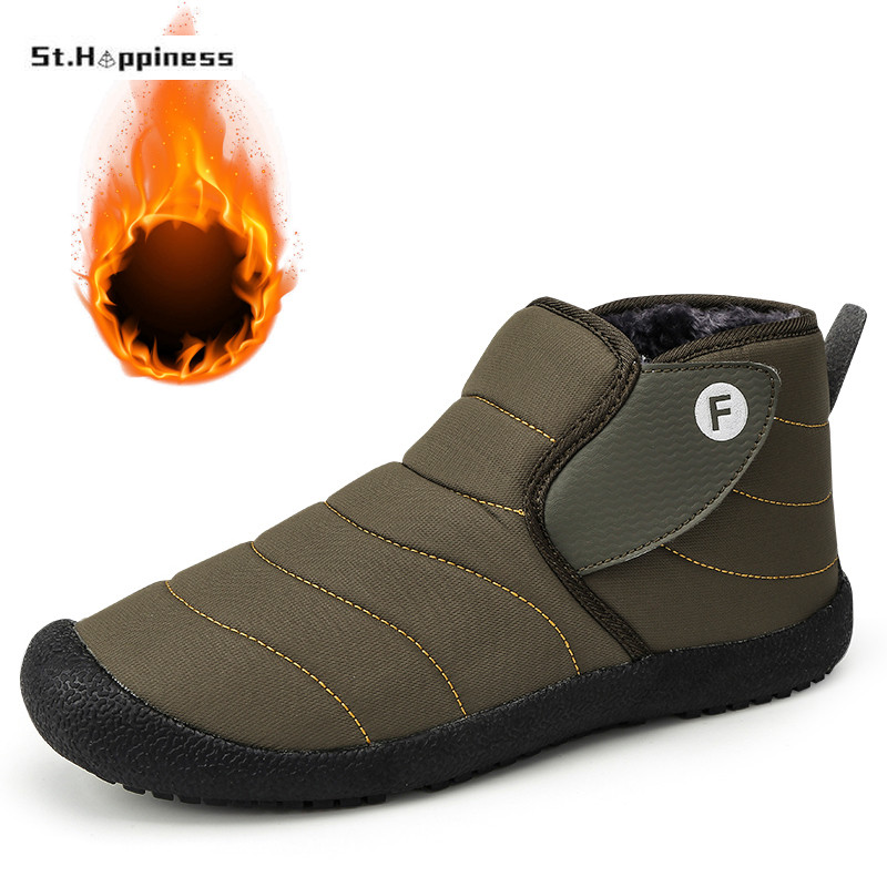 Νέα ανδρικά βαμβακερά παπούτσια Αδιάβροχα χειμωνιάτικα μπότες ελαφριές μπότες χιονιού ζεστά γούνινα ανδρικά παπούτσια Unisex μποτάκια αστραγάλου Slip on casual παπούτσια
