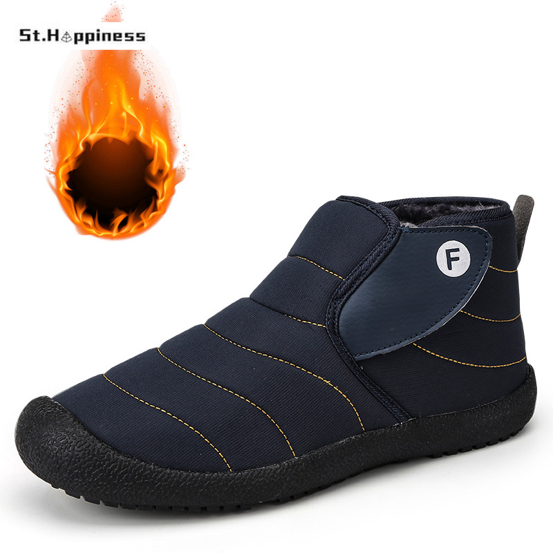 Νέα ανδρικά βαμβακερά παπούτσια Αδιάβροχα χειμωνιάτικα μπότες ελαφριές μπότες χιονιού ζεστά γούνινα ανδρικά παπούτσια Unisex μποτάκια αστραγάλου Slip on casual παπούτσια