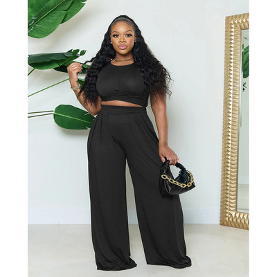 SOMO Plus Size letné dámske dvojdielne sety, elegantná košeľa s krátkym rukávom a široké nohavice, veľkoobchod, dropshipping