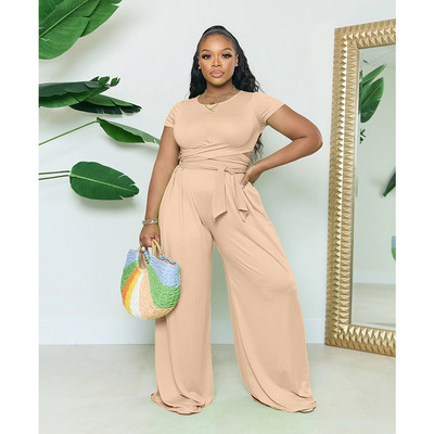 SOMO Plus Size letné dámske dvojdielne sety, elegantná košeľa s krátkym rukávom a široké nohavice, veľkoobchod, dropshipping