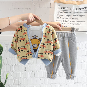 Есенни 2022 г. Бебешки дрехи за момчета Комплекти детски дрехи Детски анимационни палта Тениска Панталони 3 бр. Костюм Детска бейзболна униформа