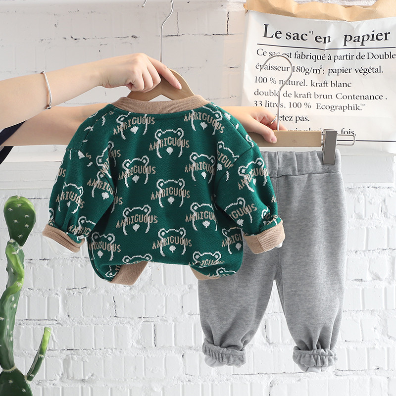 2022 Φθινόπωρο Βρεφικά αγόρια Ρούχα Ρούχα Παιδικά Σετ ρούχων Βρεφικά παλτό κινουμένων σχεδίων T πουκάμισο Παντελόνι 3 τμχ Κοστούμι Παιδική Στολή μπέιζμπολ