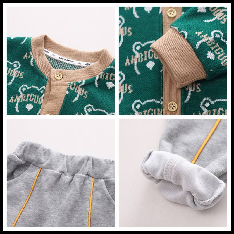 2022 Φθινόπωρο Βρεφικά αγόρια Ρούχα Ρούχα Παιδικά Σετ ρούχων Βρεφικά παλτό κινουμένων σχεδίων T πουκάμισο Παντελόνι 3 τμχ Κοστούμι Παιδική Στολή μπέιζμπολ