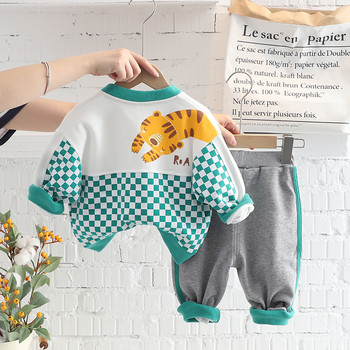 Φθινοπωρινά παιδικά σετ ρούχων για μωρά αγόρια κορίτσια Ρούχα Στολές Βρεφικά καρό παλτό Μπλουζάκι Παντελόνι καρτούν Tiger Παιδική φόρμα