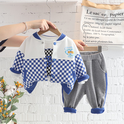 Seturi de îmbrăcăminte pentru copii de toamnă pentru bebeluși, băieți, fete, haine, ținute, paltoane în carouri pentru sugari, tricou, pantaloni, trening pentru copii, tigru din desene animate