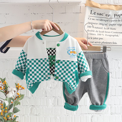 Seturi de îmbrăcăminte pentru copii de toamnă pentru bebeluși, băieți, fete, haine, ținute, paltoane în carouri pentru sugari, tricou, pantaloni, trening pentru copii, tigru din desene animate