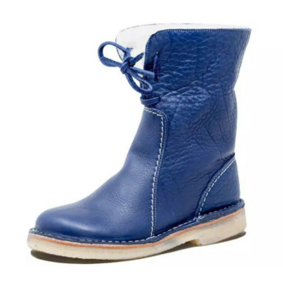 Γυναικείες χειμερινές δερμάτινες μπότες Keep Warm Fur Λούτρινες μπότες χιονιού Νέα στρογγυλά δάχτυλα Walking Flat παπούτσια Γυναικεία υποδήματα εξωτερικού χώρου Χονδρική