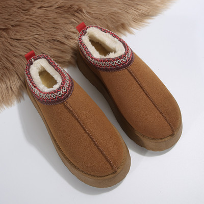 Talv 2023 Pahkluu lumesaapad Talvine uus karusnahk Lühike Palus Soojad Lamedad Kingad Mood Lamedad Kingad Seemisnahast seemisnahast saapad