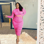 Κομψό σετ γυναικείων ενδυμάτων με ντραπέ μακρυμάνικα μπλουζάκια και μίντι γυναικεία σέξι ρούχα Χονδρική Dropshipping