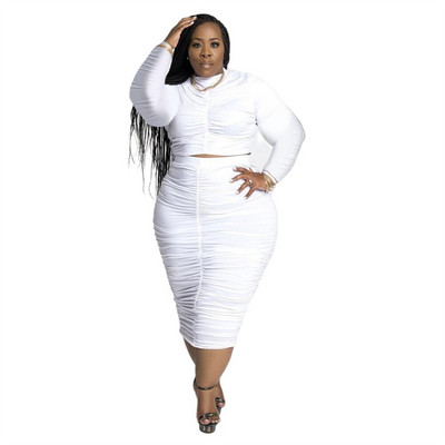 Κομψό σετ γυναικείων ενδυμάτων με ντραπέ μακρυμάνικα μπλουζάκια και μίντι γυναικεία σέξι ρούχα Χονδρική Dropshipping