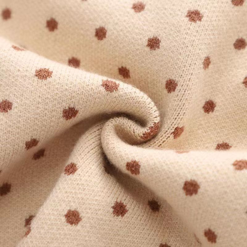 Σετ Πλεκτή Φούστα για κορίτσια Φθινοπωρινά Ρούχα Πουά Φιόγκος Ζακέτα μονόχρωμη Πλισέ κοντή φούστα σετ 2 τεμαχίων