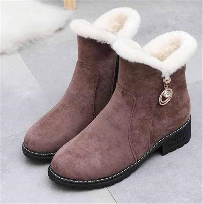 Νέες γυναικείες μπότες Winter Outdoor Keep Warm Γούνινες μπότες Αδιάβροχες Γυναικείες μπότες χιονιού Χοντρό τακούνι με στρογγυλή κεφαλή κοντή μπότα