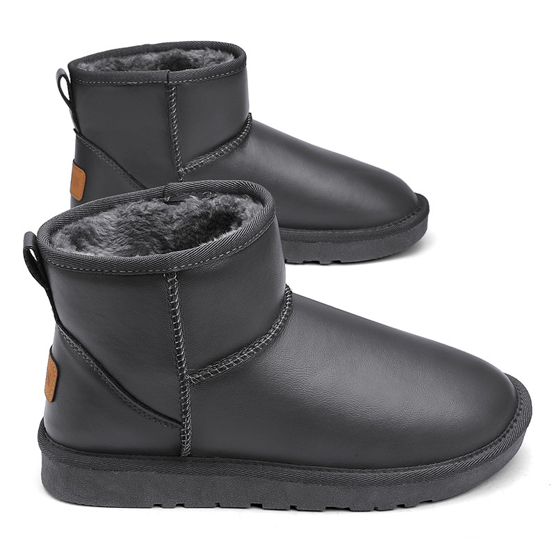 Talvised pahkluu lumesaapad meeste naiste unisex PU nahast veekindel plüüs soe paks puuvill siseruumides välistingimustes kuum soodusmüük