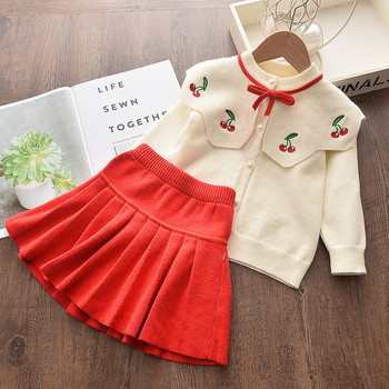 Комплекти дрехи за момичета Melario Зимни детски дрехи Плетен пуловер Горнище Пола 2бр. Костюм Ежедневни детски екипи Коледен костюм за момичета