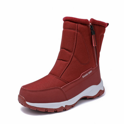 Cizme pentru bărbați Cizme groase de zăpadă pentru cupluri Plus catifea cu fermoar lateral cald și în aer liber Cizme scurte ocazionale, pantofi din bumbac, rezistență la frig.