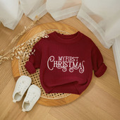 Τα πρώτα μου χριστουγεννιάτικα βρεφικά ρούχα για νεογέννητο πλεκτό πουλόβερ Παιδικό χειμώνα Ζεστό περιστασιακό πουλόβερ μακρυμάνικο πουλόβερ πλεκτό