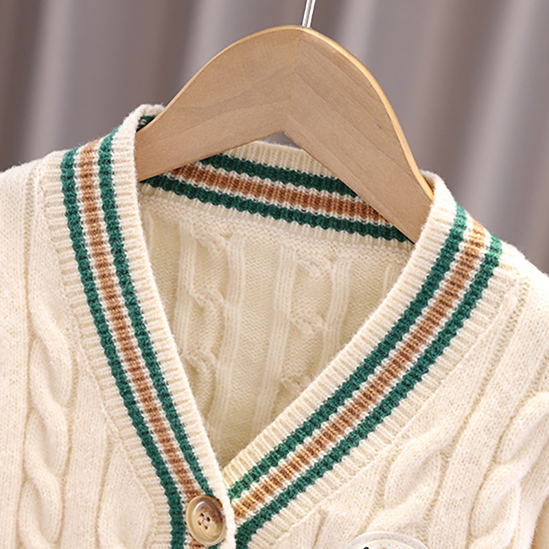 Lapsed Tüdrukud Kampsunid Beebipoisid Karu muster Kootud Kardigan Sügis Talvine Puuvillane Lapitöö Topid Laste Kevadmantel Riided
