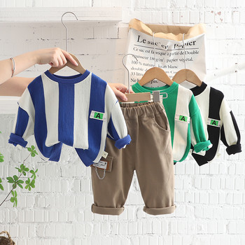 Φθινοπωρινά παιδικά σετ ρούχων για μωρά αγόρια Κοριτσίστικα ρούχα Ρούχα νήπιο Βρεφικό μπλουζάκι ριγέ παντελόνι 2 τμχ Κοστούμι Παιδικά αθλητικά