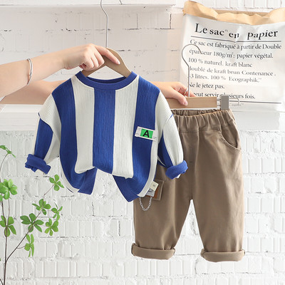 Seturi de îmbrăcăminte pentru copii de toamnă pentru bebeluși, băieți, fete, haine, ținute pentru bebeluși, tricou cu dungi, pantaloni, 2 bucăți, costum pentru copii, îmbrăcăminte sport