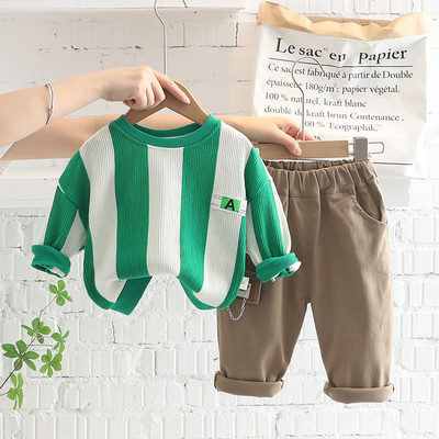 Seturi de îmbrăcăminte pentru copii de toamnă pentru bebeluși, băieți, fete, haine, ținute pentru bebeluși, tricou cu dungi, pantaloni, 2 bucăți, costum pentru copii, îmbrăcăminte sport