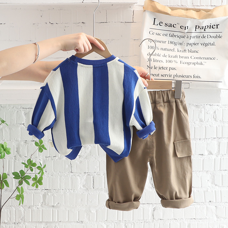 Seturi de îmbrăcăminte pentru copii de toamnă pentru bebeluși, băieți, fete, haine, ținute pentru bebeluși, tricou cu dungi, pantaloni, 2 bucăți, costum pentru copii, îmbrăcăminte sport