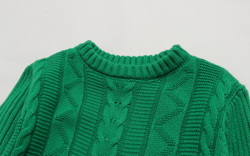 Mudkingdom Girls Boys Sweater Crewneck Cable Knit Pulover за деца Зимни дрехи Есенни детски пуловери с дълъг ръкав Плътни
