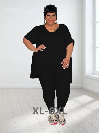 Plus Size Two Piece Σετ Γυναικεία Ρούχα Μακριά Κολάν ασορτί Κοστούμι Μασίφ casual outfits Χονδρική 3xl 4xl 5xl 6xl