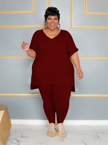 Plus Size Two Piece Σετ Γυναικεία Ρούχα Μακριά Κολάν ασορτί Κοστούμι Μασίφ casual outfits Χονδρική 3xl 4xl 5xl 6xl