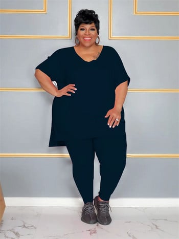 Plus Size Two Piece Σετ Γυναικεία Ρούχα Μακριά Κολάν ασορτί Κοστούμι Μασίφ casual outfits Χονδρική 3xl 4xl 5xl 6xl