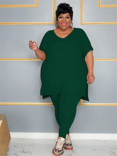 Seturi de două piese marimi mari Îmbrăcăminte pentru femei Costum asortat cu jambiere lungi Tinute casual solide Comert cu ridicata 3xl 4xl 5xl 6xl