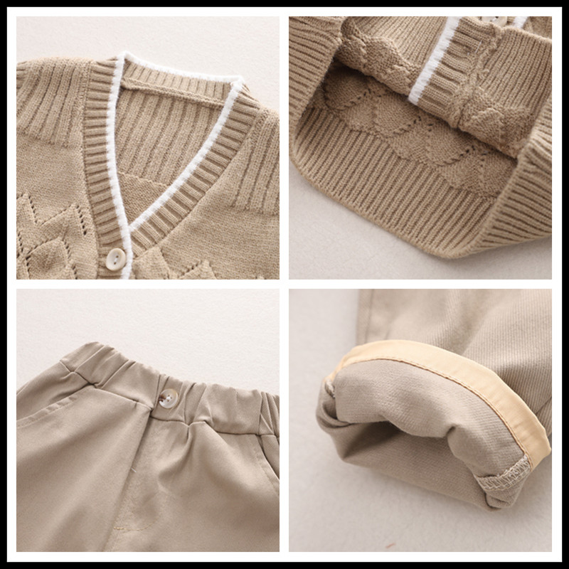 2022 Ανοιξιάτικα Βρεφικά Σετ Ρούχα Παιδικά Παιδικά Πλεκτό Γιλέκο Καρό Πουκάμισο Παντελόνι 3 τεμαχίων Κοστούμι Παιδικά ρούχα Βρεφικά ρούχα