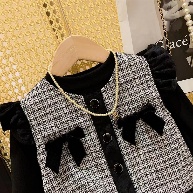 Κοριτσίστικα Σετ Ρούχα 3 τμχ Τουίντ Νέα Σχεδιασμένα Κοστούμια Φθινοπωρινό χειμωνιάτικο πουκάμισο γιλέκο σορτς μπουτίκ Παιδικά 1-10 Ys Fashion Luxury